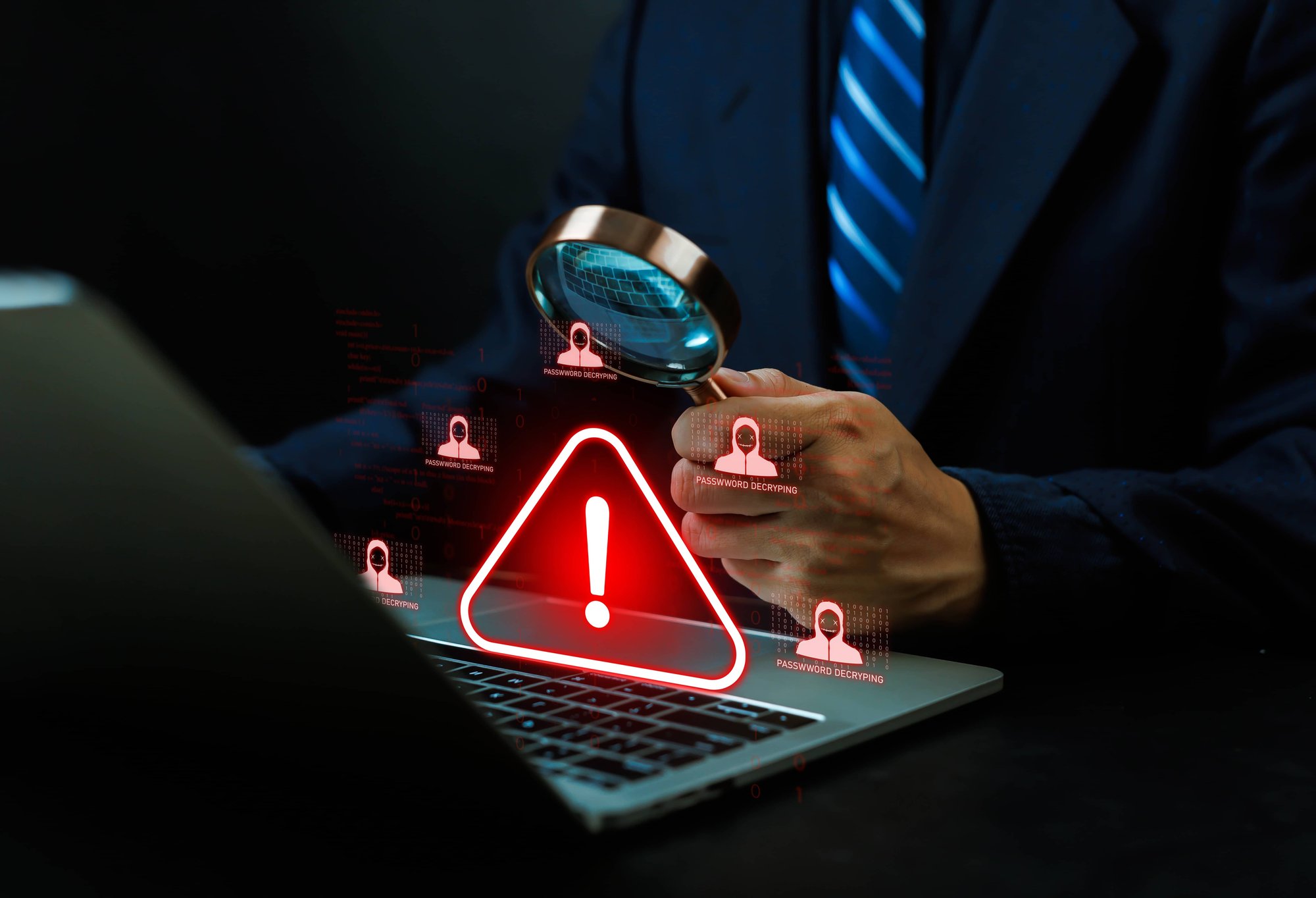 Pulang icon ng babala sa cybersecurity sa laptop